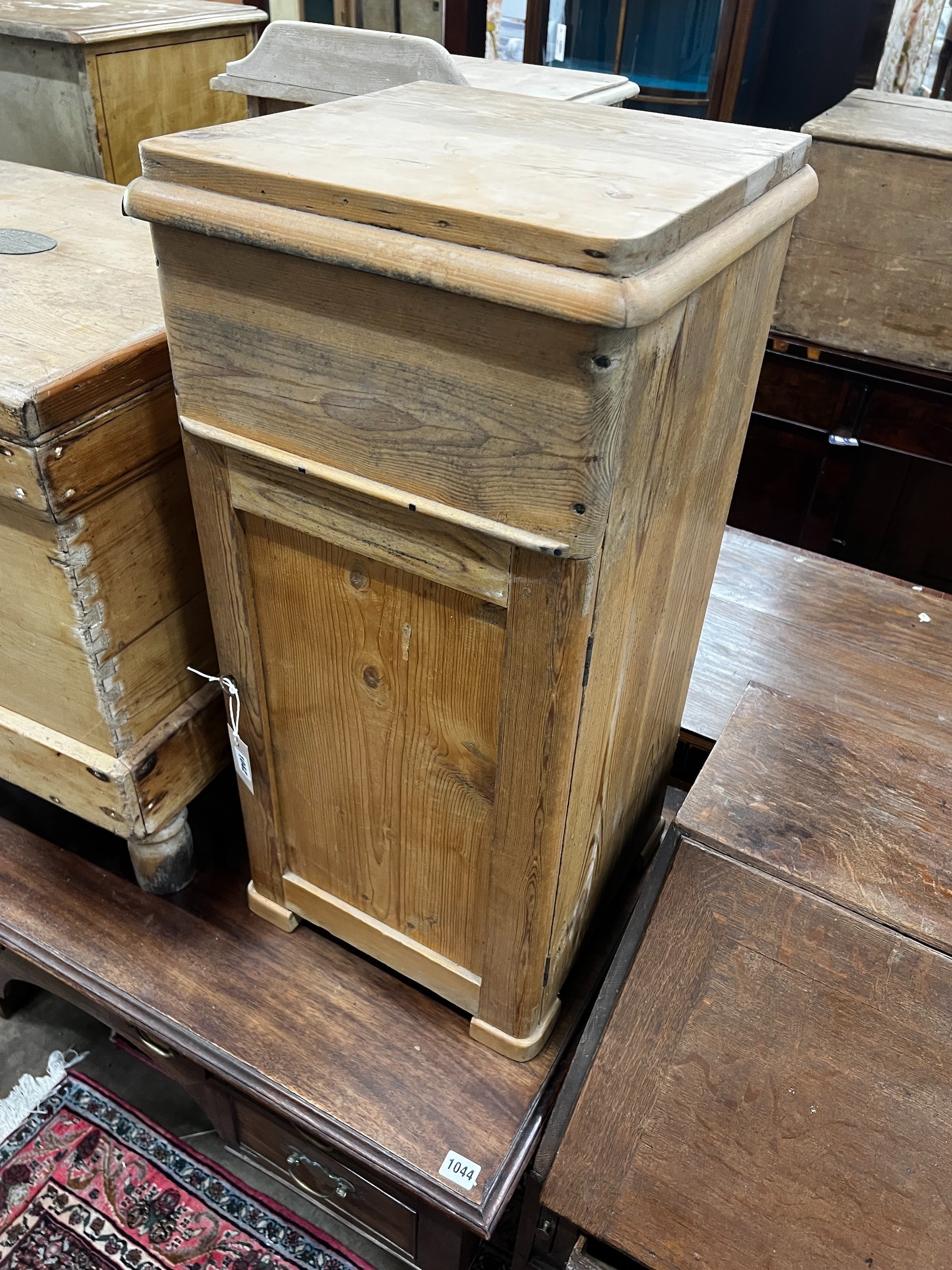 A Victorian pine bedside commode cabinet, width 36cm depth 35cm height 76cm